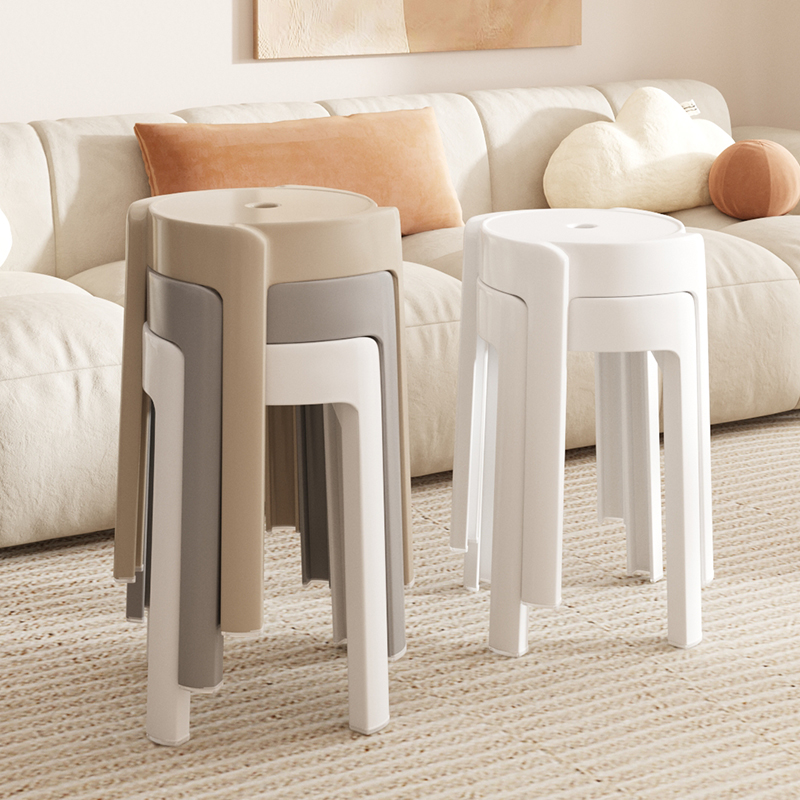 塑料凳子家用加厚现代简约可叠放高圆凳商用等位椅餐X桌备用风车