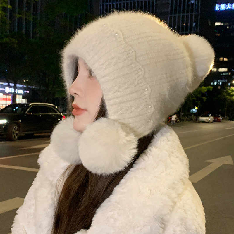 毛线帽子女秋冬2023新款保暖护耳防风大头围加绒加厚毛球针织帽子,电动车/配件/交通工具,电动车面罩/帽,淘宝优惠券,粉丝福利购,淘宝优惠卷