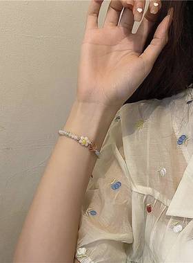 彩色串珠手链夏天多巴胺女孩配饰品夏日小众花朵珠珠甜美珠子手串