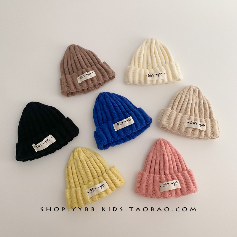 婴儿帽子秋冬季洋派可爱瓜u皮针织毛线帽男女宝宝0-1岁儿童套头帽