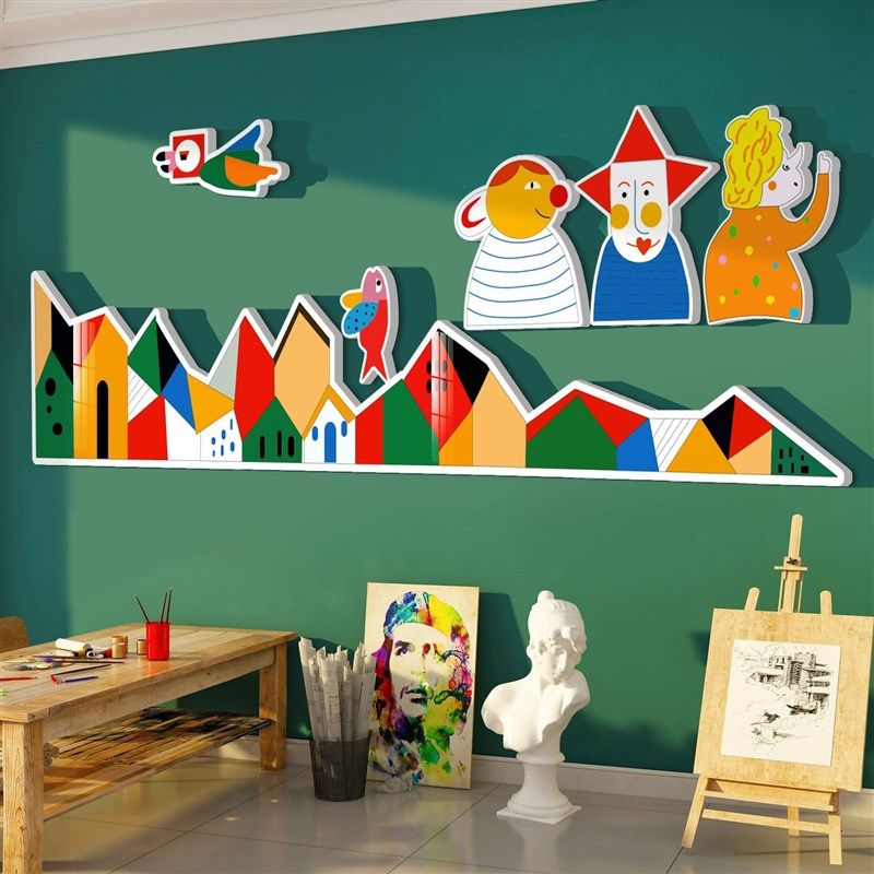 幼儿园环创主题成品画室布置美术机构教室装饰文化X背景墙面贴纸,家居饰品,文化墙贴,淘宝优惠券,粉丝福利购,淘宝优惠卷