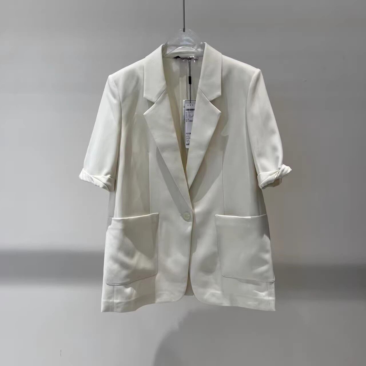 2026夏季新款百搭五分袖白色西装外套女1115