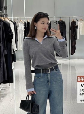 ariosee艾诺丝槿官方旗舰店2025秋冬装新款拼接针织衫女AR804136