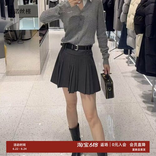 百褶半身裙腰带短裙小个子A字裙