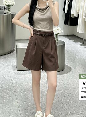 春夏款亚麻直筒休闲短裤