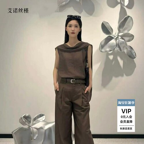 时尚百搭无袖飘带领衬衫女上衣