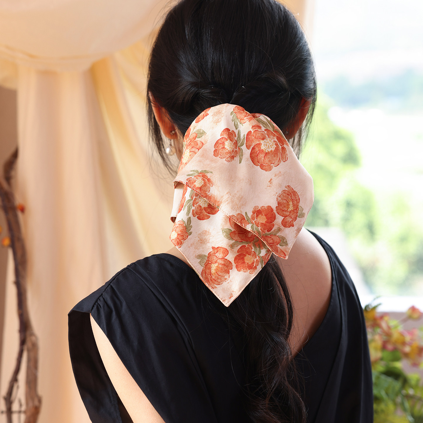 《橙染花相》联名款扎头大肠发圈扎马尾方巾发饰丸子头盘发头花,饰品/流行首饰/时尚饰品新,发饰,淘宝优惠券,粉丝福利购,淘宝优惠卷