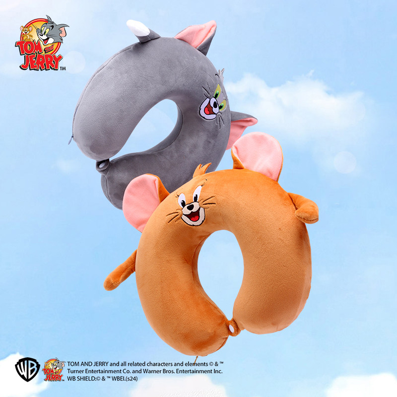 猫和老鼠正版周边毛绒颈枕办公室午睡神器护颈柔软舒适毛绒U型枕