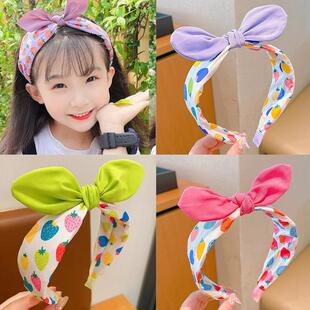 爆款儿童发箍布艺草莓蝴蝶结不勒头宝宝女童可爱压发防滑头箍头饰