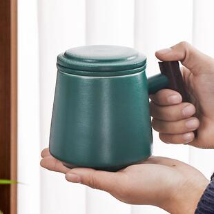 爆款个性喝水大容量男女陶瓷办公杯茶水分离泡茶杯带盖过滤马克杯