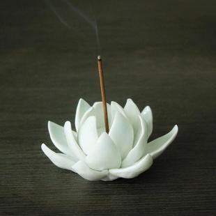 爆款景德镇影青莲花陶瓷线香倒流香香座香插香茶宠居室装饰摆件