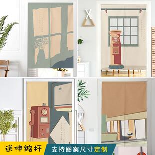 爆款ins棉麻布艺日式门帘家用厨房隔断帘遮挡帘免打孔自粘半截帘