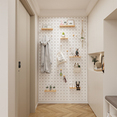 实木洞洞板置物架配件免打孔挂板入户玄关书桌造型墙定制装 饰一体