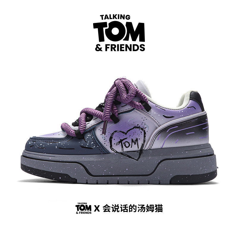 会说话的汤姆猫鞋子男泼墨星空板鞋情侣春夏款厚底增高运动休闲鞋