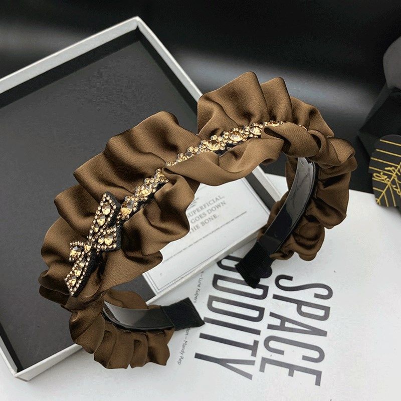 2024新款时尚洋气发卡发箍女高级感气质镶钻缎面发捆逛街压发头箍