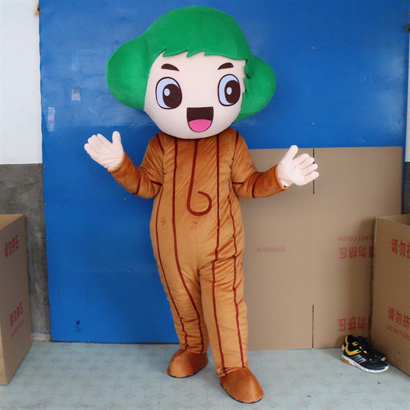动漫植小树榨菜头青菜公s仔套头行走宣传卡通人偶衣服装巡演服定