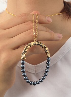 跨境小众设计夏威夷风花纹雕刻贝珠圆圈Q项链夸张度假饰品