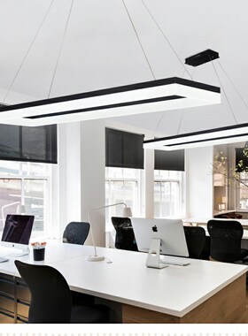 现代简约办公室ljed吊灯客厅饭厅压克力灯个性大气长方形工程灯具