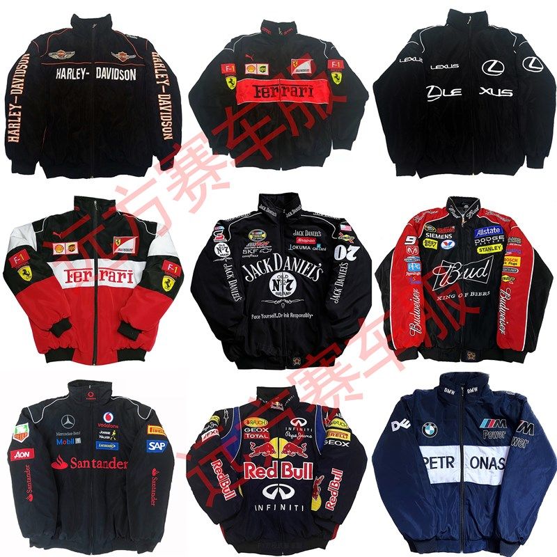 F1古着赛车服摩托车骑行服女棒球服美式复古O夹克男秋冬季棉服外