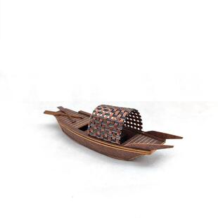 江乌篷船下水南鱼缸池造可景微缩G模型饰品木纯手工迷你小船