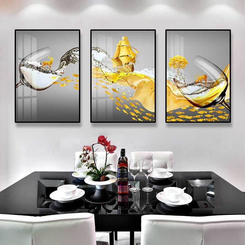 抽象装饰画酒杯墙艺术画s餐厅挂画客厅餐桌背景墙壁画饭厅晶瓷画图片