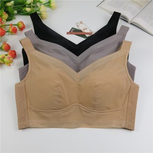 女薄款大胸显g小内衣简约纯色夏季薄棉全罩杯无钢托大码运动文胸