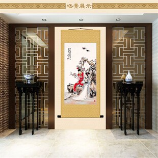 红楼梦西厢记人物画像 贾宝玉x林黛玉卷轴挂画 中式装饰画定制订