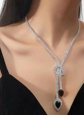 新娘简约项链耳环套链水滴 结婚礼服晚宴配饰项链耳环奢华夸张女