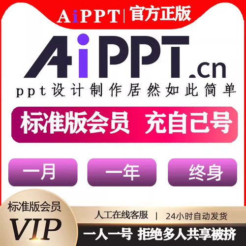 【直充到账】aippt会员月/年卡一键生成ppt制作智能生成AIPPT终身