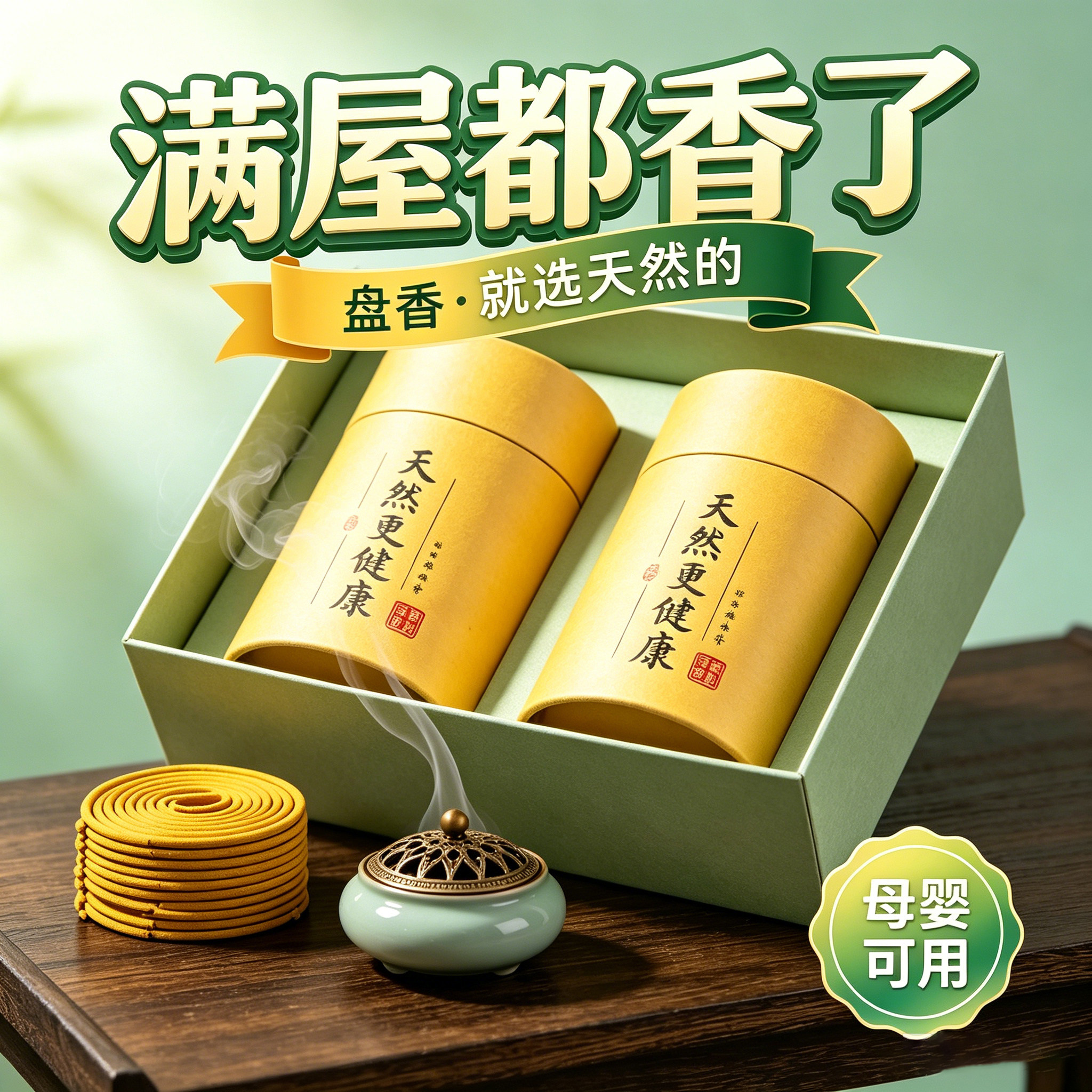檀香艾草盘香持久留香祛臭安神