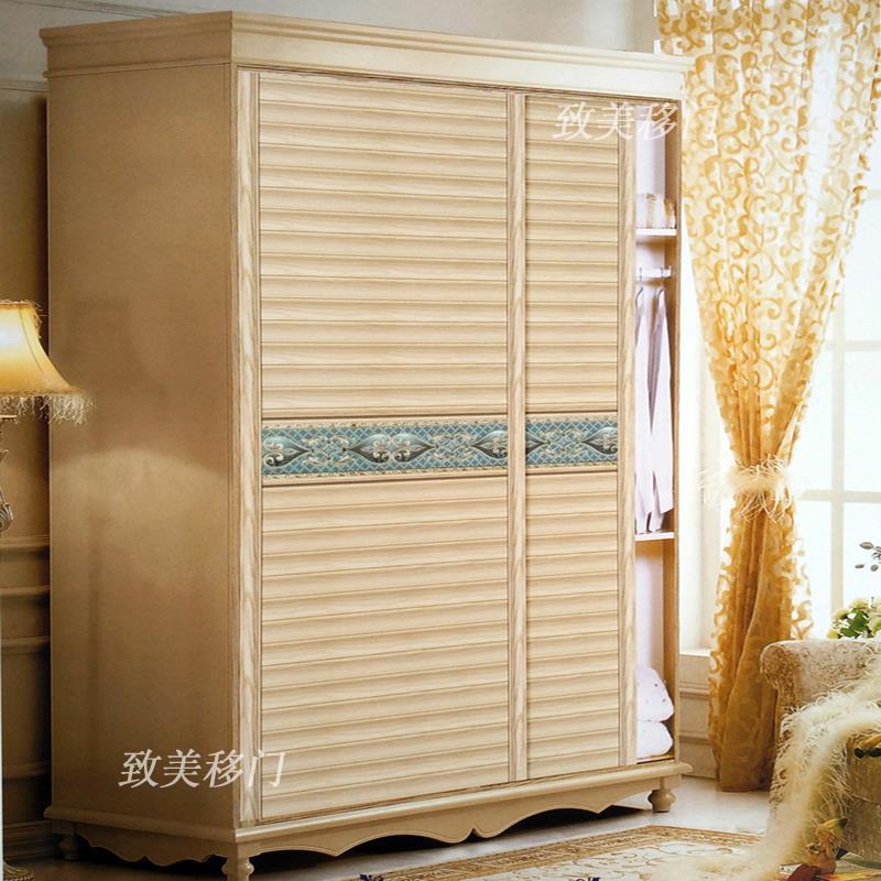 定做简约塑钢板现代简约经济型铝合金定制百叶木塑推拉滑移衣柜门