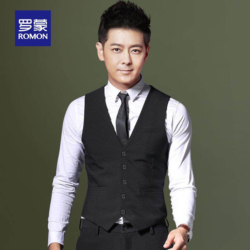 罗蒙男士西装马甲背心春秋修身兄弟装伴郎新郎结婚礼服西服马夹男