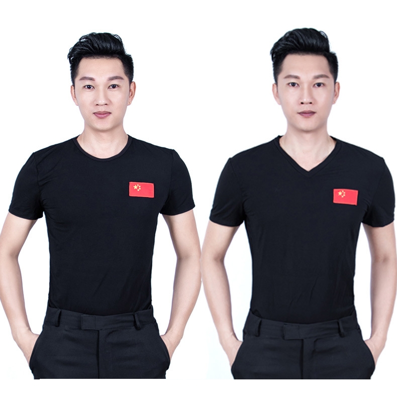日本无印MUJIE男拉丁舞服舞蹈服练功服短袖摩登舞国标舞上衣广场