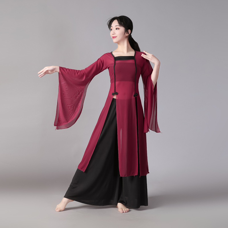 日本无印MUJIE古典舞蹈服练功服汉唐古风身韵纱衣飘逸中国民族舞