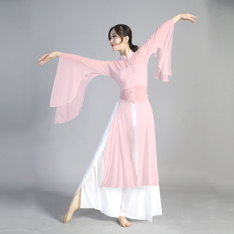 日本无印MUJIE古典舞蹈服古风汉唐大袖身韵纱衣飘逸广袖演出服中