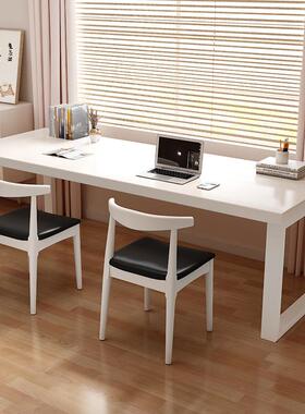 全实木大书桌客长条桌子电家用简FJX#DB01约双人学习写约字桌简脑