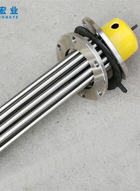 带热电偶测温孔兰钢加热管 20法热KW法兰加热管 锅炉不20KW锈法兰