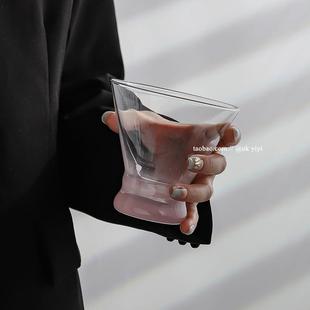 网红ins冰淇淋品杯感冷渐变粉璃高杯鸡级尾甜酒杯饮玻奶昔饮品杯