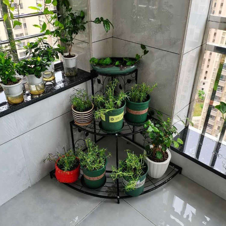 铁艺阳台转角花架子阶梯落地式墙角多层室内客厅三角形置物花新品