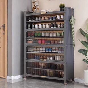2026钢制鞋柜家用落地多层防尘鞋架门口入户玄关大容量收纳置物柜