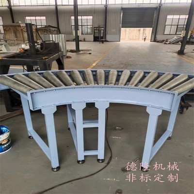 宁津德隆直销90度防滑滚筒输送机 拐角转弯滚子链条传送带流水线