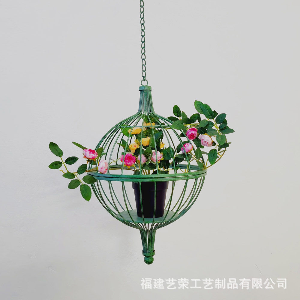 欧式铁艺吊篮悬空花盆户外花园装饰专用绿萝月季兰收纳花架子庭院