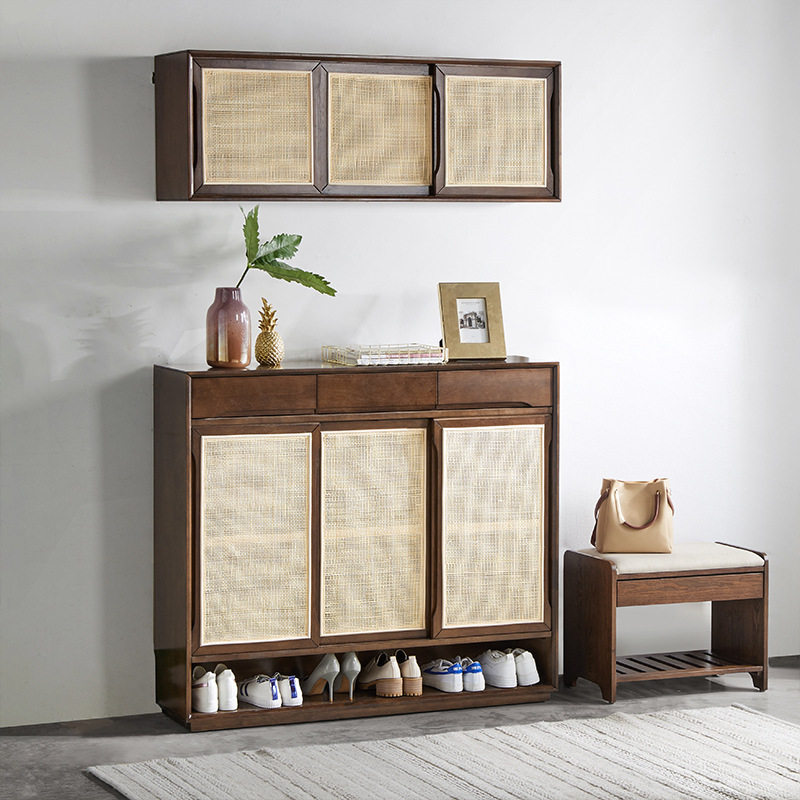 全实木藤编鞋柜北欧家用门口日式藤编斗柜子鞋子储物收纳柜玄关柜,电子元器件市场,电线扎带/束线带,淘宝优惠券,粉丝福利购,淘宝优惠卷