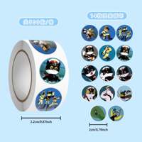 500 stickers/rolls of Black Cat Sheriff Sheriff cartoon children's toy planner material decorative circular small stickers thumbnail 3