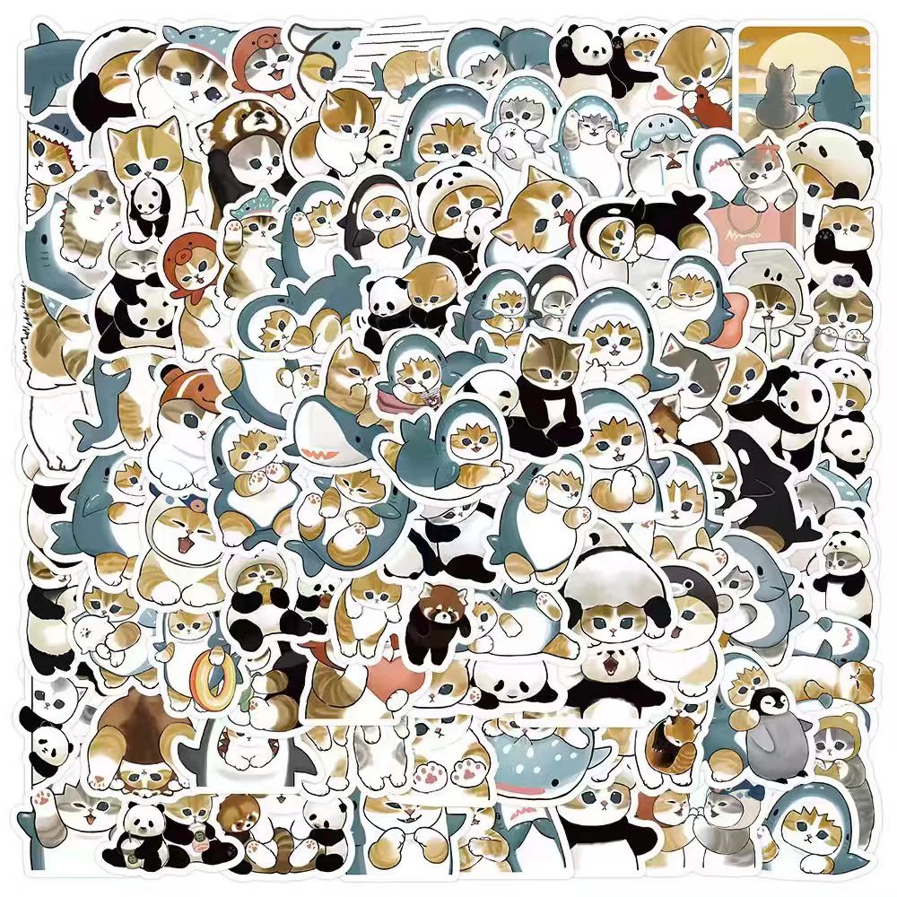 D款行李箱防水卡通可爱小猫贴纸