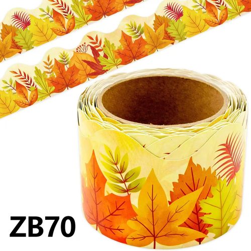 10米*7.5宽秋季公告板边框枫叶形状模切公告板条彩色秋叶卷教室