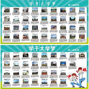 中国名校985211工程大学简介墙贴全国双一流大学名校介绍海报挂图