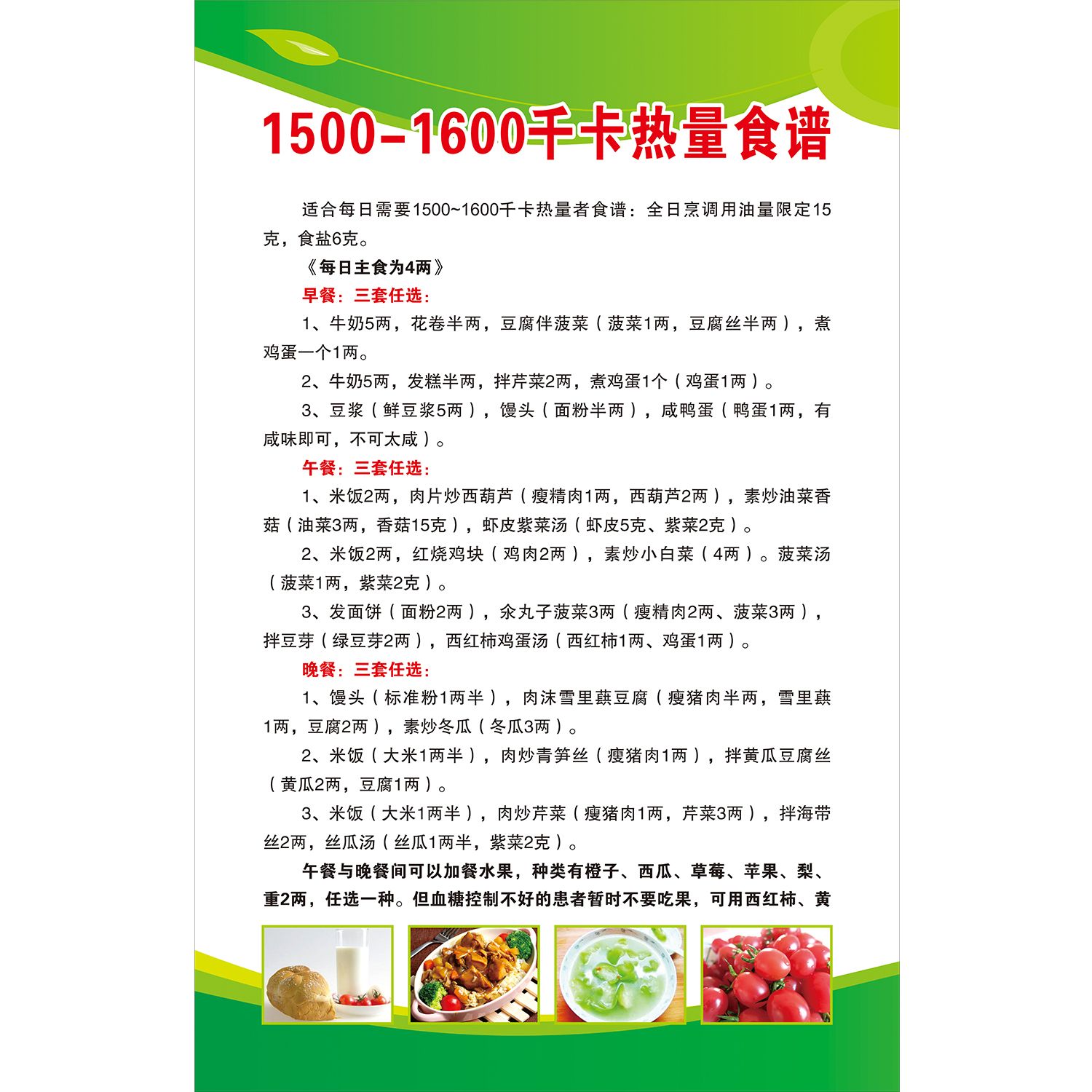 糖尿病食谱挂图饮食菜谱高血糖病人专用降糖食物表家用膳食宝塔图