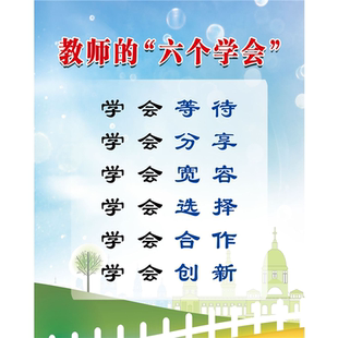 幼儿园教师的六个学会海报展板学会做人学会求知学会生活学会健体