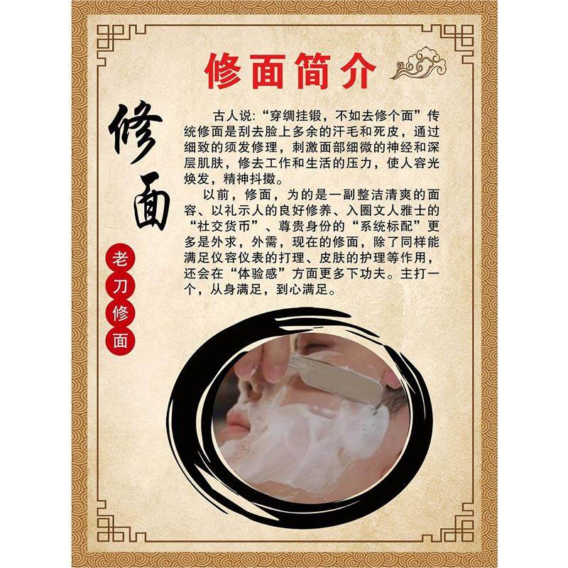 男士修面洁面简介好处功效海报美容院养生装饰画贴纸贴画广告画